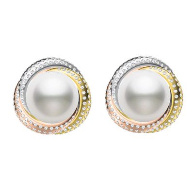 KDY-B2765218珍珠11mm三色环耳钉分色耳环