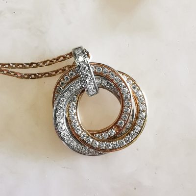 KDY-B3514080三环三色单排钻分色圆环吊坠客版