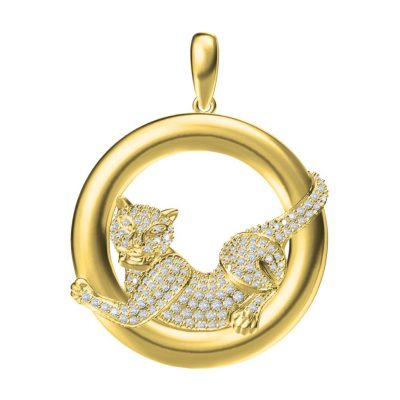 KDY-G7266275豹躺圈圆环内侧趴豹吊坠