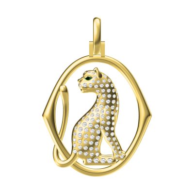 KDY-N3142057豹躺圈LOGO外框豹身吊坠