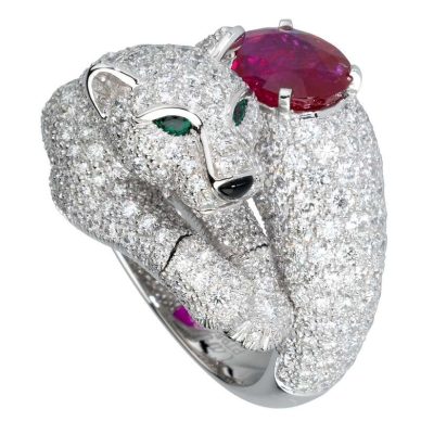 KDY-B1167607双脚彩宝豹戒指