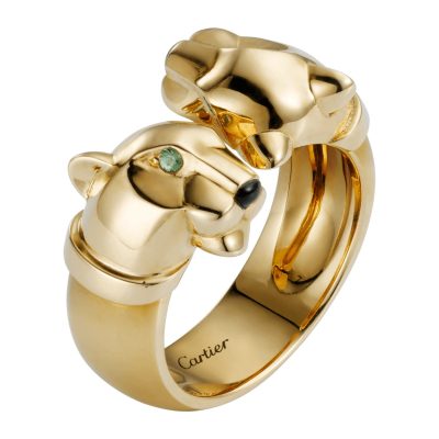 KDY-B4211400光金双头豹叉臂豹开口戒指