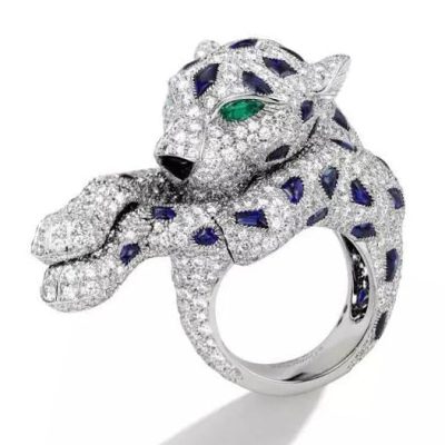 KDY-B8370089玛瑙满钻双脚豹子戒指