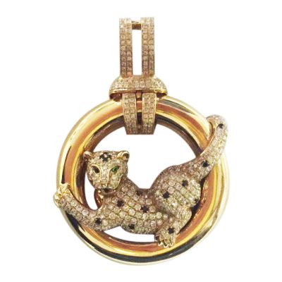 KDY-N4007236抱圆圈半钻豹圈客版豹躺圈圆环内侧趴豹吊坠