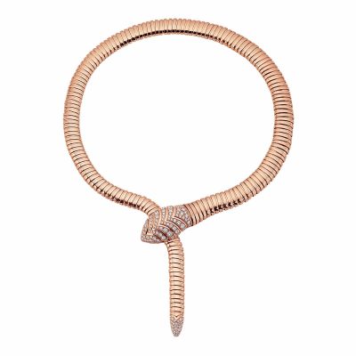 BGL-350680-CL857076蛋形环蛇头尾镶钻项链