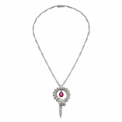 BGL-354086-CL857904蛇卷身款满钻彩宝项链