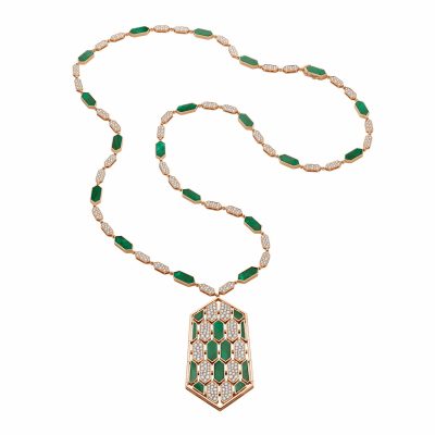 BGL-261707蛇孔雀石蜂巢半钻项链