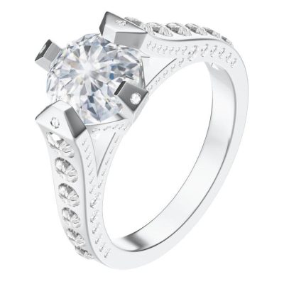 KDY-D2711337大钻十字四爪满镶直臂戒约2ct