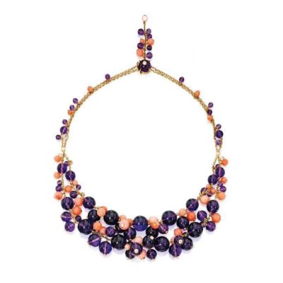 KDY-U4883049彩色圆珠紫水晶项链