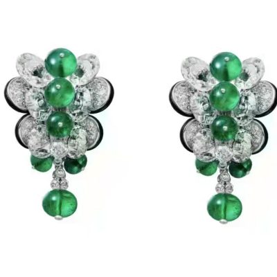 KDY-C6789856圆珠祖母绿耳环