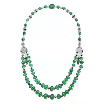 KDY-H7000754绿玉髓花叶圆珠项链