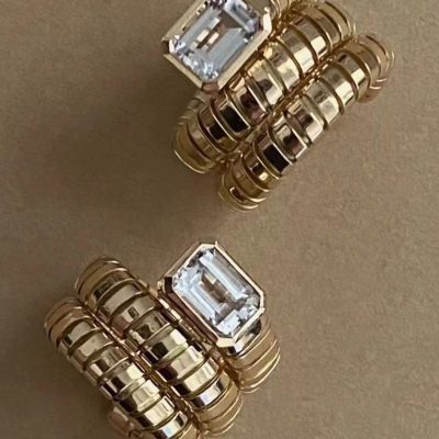 BGL-AN199280卷卷祖母绿编织纹蛇身卷身戒指