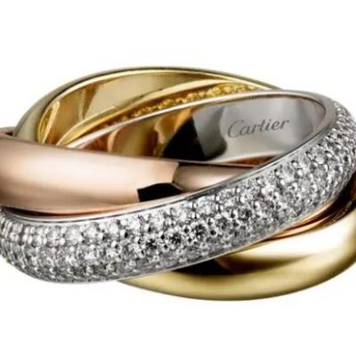 KDY-B4038900客版中号三环三色三行石戒指