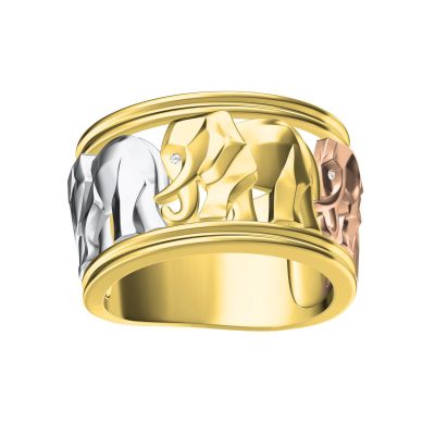KDY-Ｎ1631315三只大象光金宽戒指