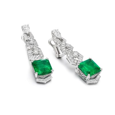 BGL-268222红宝石祖母切耳坠耳环、交叉丝带、主石9×9.5mm