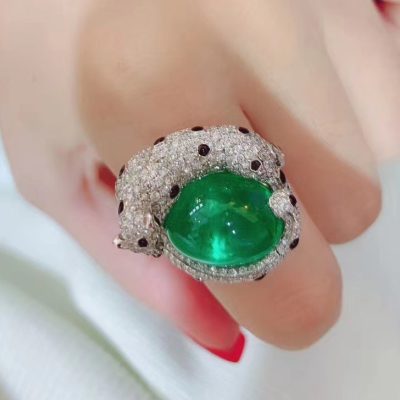 KDY-H8200549双脚祖母绿11.6x14.9mm豹戒15#