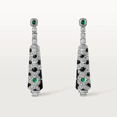 KDY-H8000740几何不规则黑玛瑙加祖母绿耳环