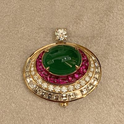 BGL-267228蛋形翡翠彩宝吊坠主石约15.5X13.6X6.4mm