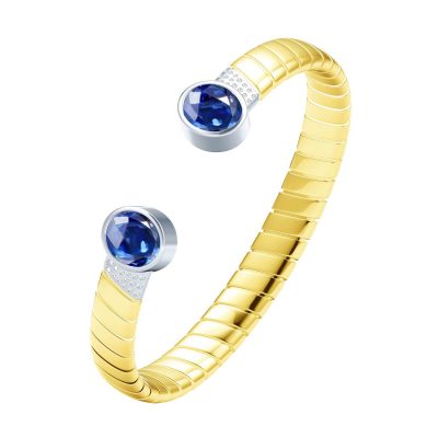 BGL-8583451卷卷蛇手镯彩宝17#活动弹片椭圆蛋形包镶蛇开口手镯