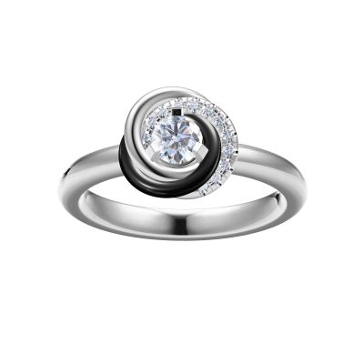 KDY-N955154三环玛瑙三爪戒指0.3ct