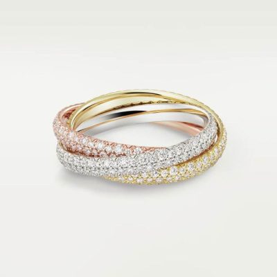 KDY-N4778100 2.5MM小号满钻三色三环戒指