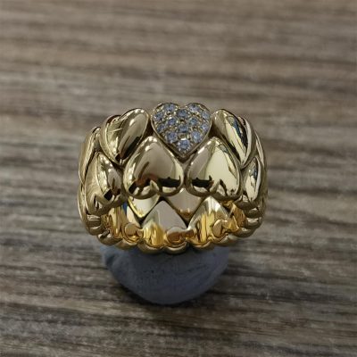 KDY-CRT39125 10.9mm客版混身心形波面拼接光金戒指15#