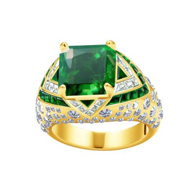 BGL-311436四爪八角梯方波面密石臂戒指