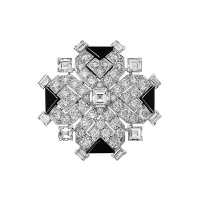 KDY-H5000057宽30mm几何黑玛瑙异形钻钻石胸针