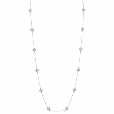 VCARO85A00 8mm满钻光珠四叶草16花项链