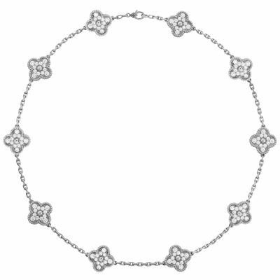 VCARA42400 约15mm中间光珠四叶草10花项链
