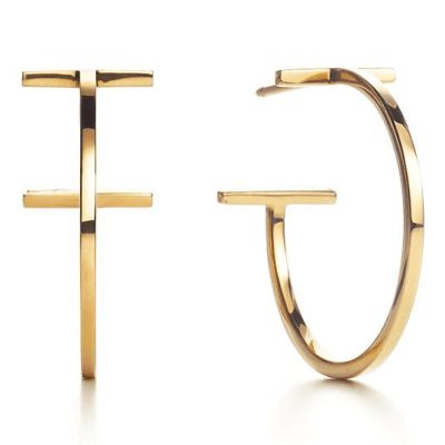 TIF75657331中号光金T字线圈耳钉