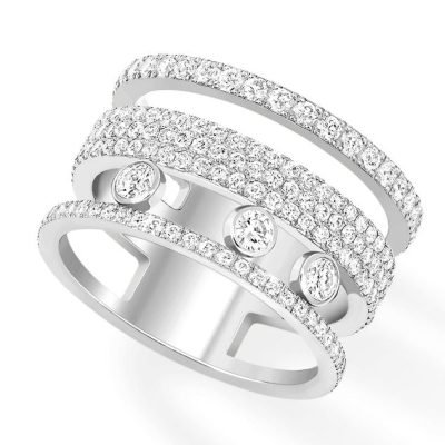 MSK-4788-BAGUE-OR BLANC、包筒、满钻、三钻