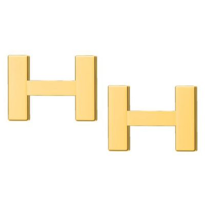 爱H仕-H162638F 11mm光金平面字母H耳钉
