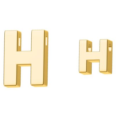 爱H仕-H208708F光金平面立体H吊坠