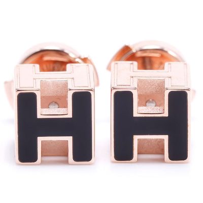 爱H仕-H604005F 10mm滴胶H正方体耳钉