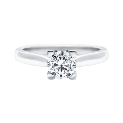 HW-RGDPRD005HWL婚戒0.6ct、光金尖直臂、交叉四爪