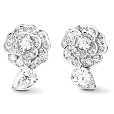 XNE-J11337 11mm山茶花波身满钻水滴耳钉