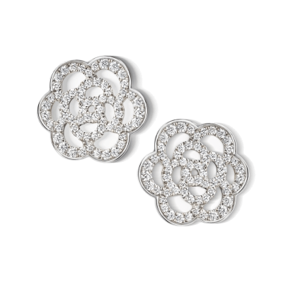 XNE-J10608 13.8mm满钻镂空山茶花耳钉
