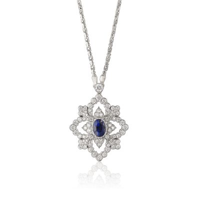 BQLT-XL954810菱形蕾丝花中号彩宝吊坠镶口加花边