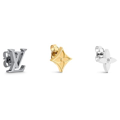 LV-M00530菱形LOGO字母梅花标LV光金套装耳环