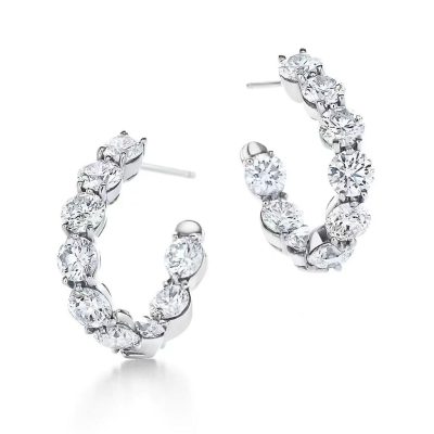 TIF-60006398内外圈镶钻耳环耳钉半圆