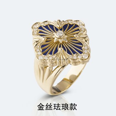 BQLT-JAURIN017973客版欧式四叶草中间丝带珐琅镶钻戒指