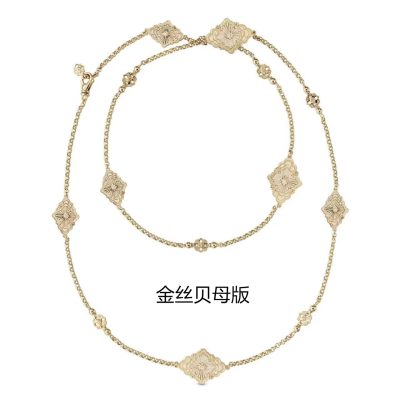 BQLT-JAUNEC018026金丝母贝套链欧式双花四叶草项链