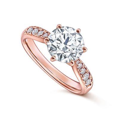 TSQ-RD-F2120六爪尖直臂半钻戒指0.4ct14#