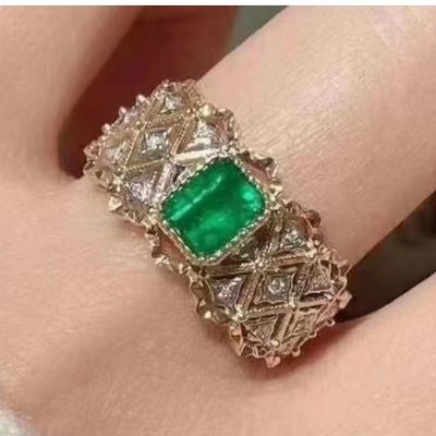 BQLT-RIN69455包镶彩宝分色波浪边臂戒指4.9x5.5x3.7mm