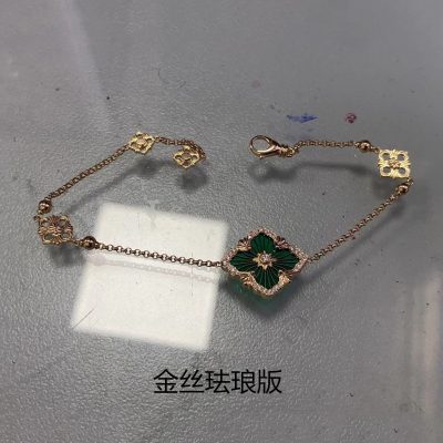 BQLT-BRA15158 18MM珐琅版镶石金丝欧式四叶草手链 客版