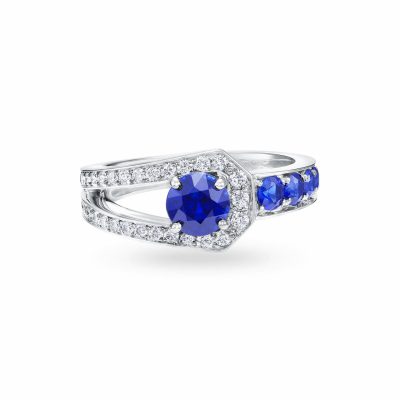 HW-FRSPRDDDHWE四爪镶蓝宝石戒指主石0.50ct