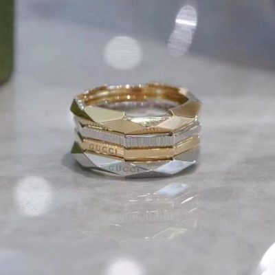 GC-476944光金竹节信封戒刻花菱形异形梯臂戒14#（一套3款）