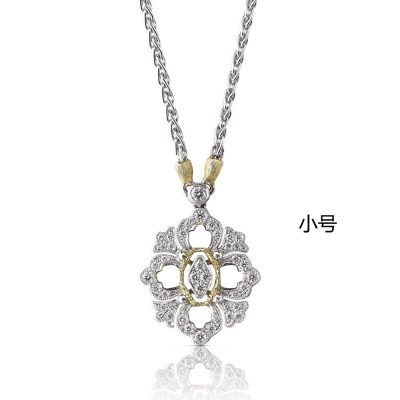 BQLT-JAUPEN013135小号菱形蕾丝花栓链吊坠项链