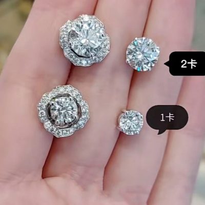 GLF-RGE1350主石1卡花形围石耳环